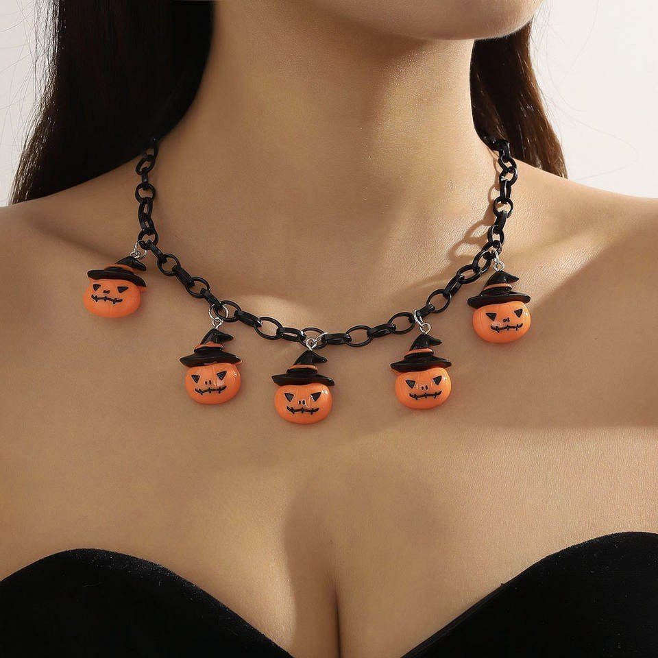 Ghost Pumpkin Pendant Choker Party-Halloween