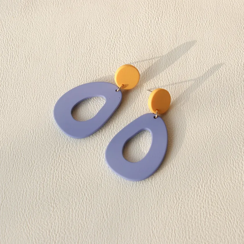 Geometric Stitching Colourful Drop Earrings