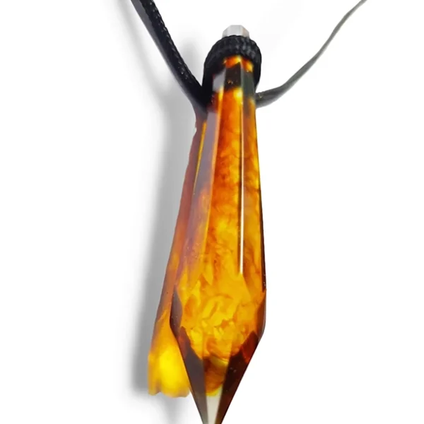 Amber Glass Flaming Pendant - Handcrafted Resin Jewelry