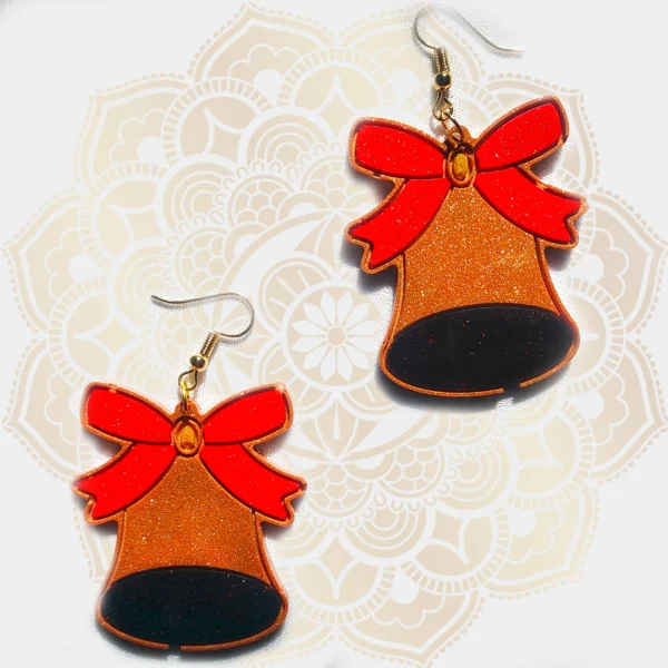 Christmas Bells Earrings | Red Star Earrings | Sparkling Earrings | Stylish Earrings