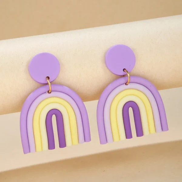 Bohemia Handmade Fresh Candy Rainbow Purple shades Color Earring Danglers