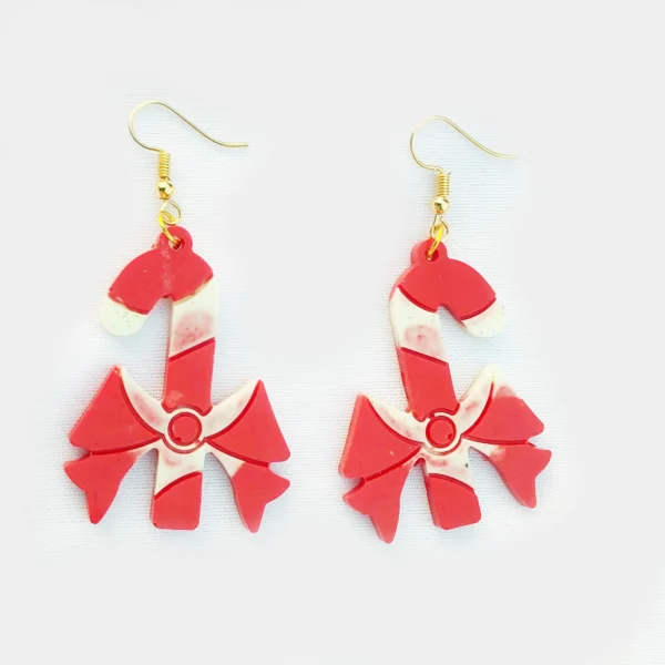 CandyCane Earrings, Christmas Earrings for Girl Women Teen , Handmade