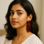 Earring-Chery-Red-Interesting-Earrings-Asymmetrical-Resin-Dangle-Earrings-1-scaled 1 • Bling On- Earring-Chery-Red-Interesting-Earrings-Asymmetrical-Resin-Dangle-Earring indian teen instagram model wearing