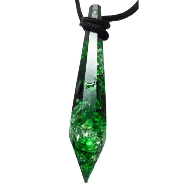 Emerald Green Pendulum Pendant - Handcrafted Resin and Glass Necklace | Bling On