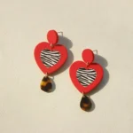 Luxurious Handmade Polymer Clay Korean Earrings – Red Heart Drop Gen Z’s Viral Favorite (2) • Bling On- Luxurious Handmade Polymer Clay Korean Earrings – Red Heart Drop Gen Z’s Viral Favorite (2)