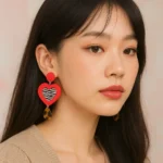 Luxurious Handmade Polymer Clay Korean Earrings Red Heart Drop Gen Zs Viral Favorite webp • Bling On- Luxurious Handmade Polymer Clay Korean Earrings – Red Heart Drop Gen Z’s Viral Favorite (2) instagram influencer wearing the earring