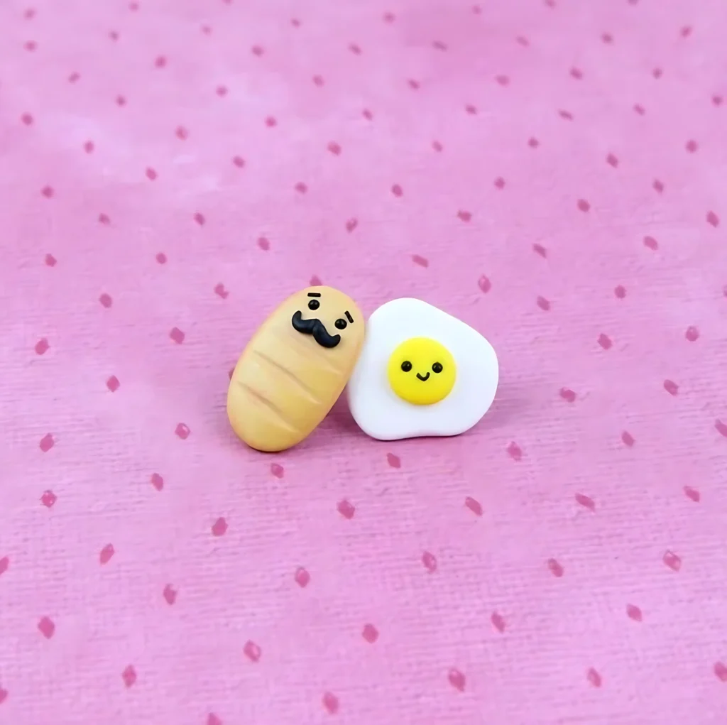 Fried-Egg-And-Baguette-Bread-Stud-Earring.
