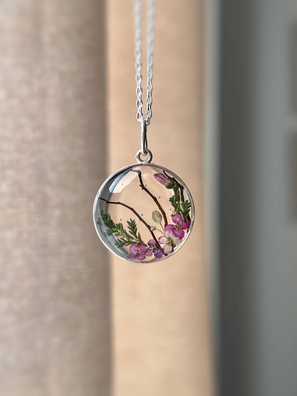 Handmade Real Flower Resin Pendant Luxury Botanical Jewelry