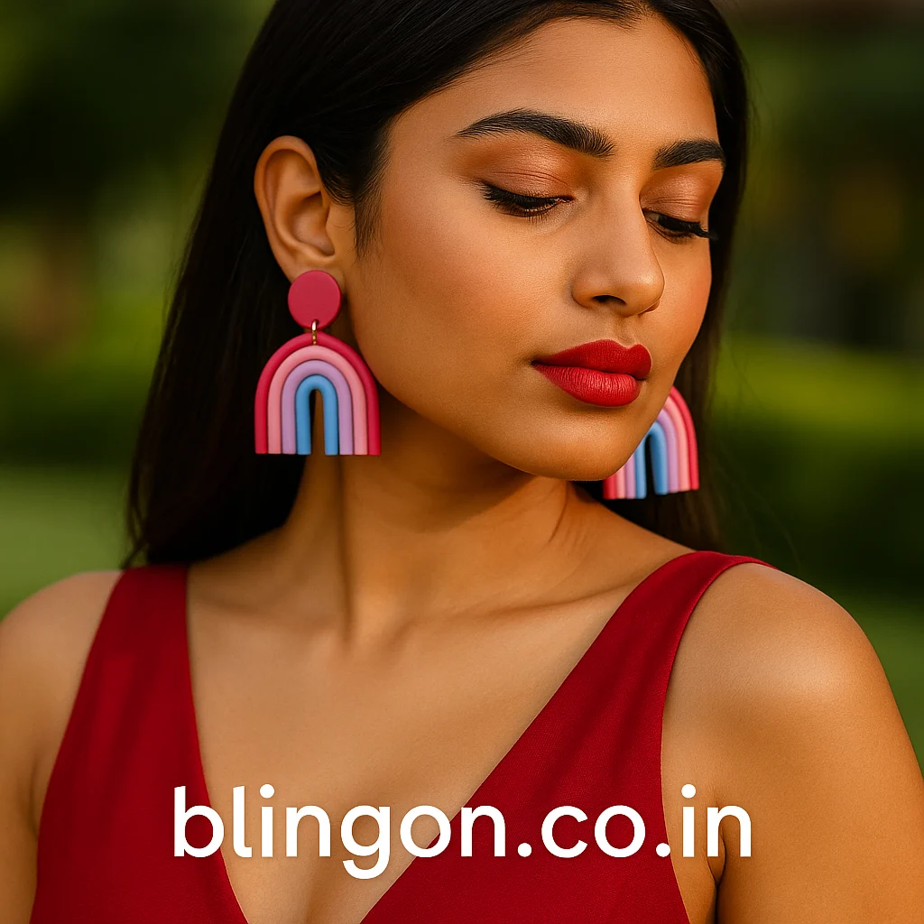 Luxury Bohemia Rainbow Color Geometric Polymer Clay Earrings Coral Red ...