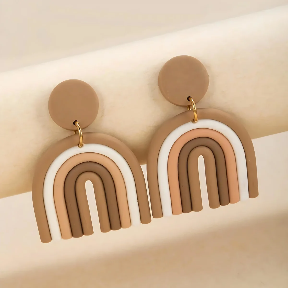 Luxury Bohemia Rainbow Color Geometric Polymer Clay Earrings – Handmade Jewelry from India 🇮🇳 Bling On (1)