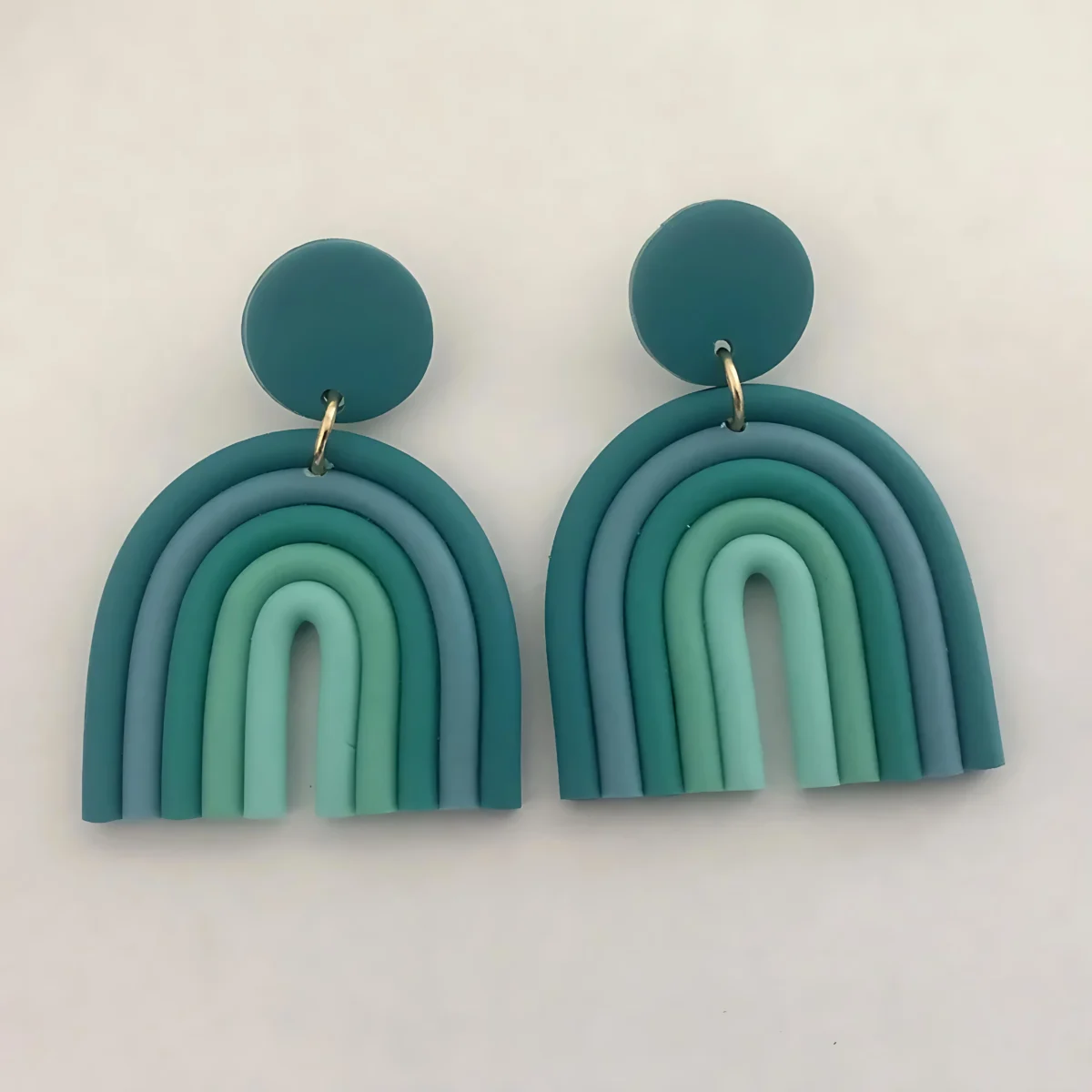 Luxury Bohemia Rainbow Color Geometric Polymer Clay Earrings – Handmade Jewelry from India 🇮🇳 Bling On (1)