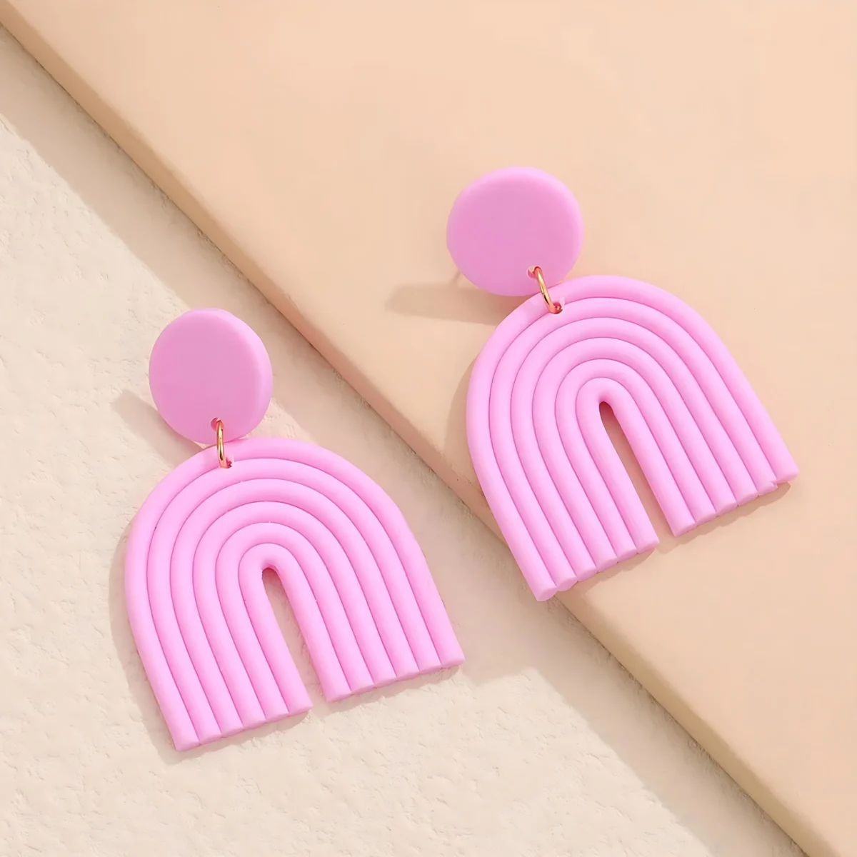 Luxury Bohemia Rainbow Color Geometric Polymer Clay Earrings – Handmade Jewelry from India 🇮🇳 Bling On (1)