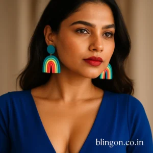 Luxury Bohemia Rainbow Color Geometric Polymer Clay Earrings – Handmade Jewelry from India 🇮🇳 Bling On india most trending models (5)