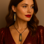 Concrete Gold Flake Jewellery Matt Black Pendant -D3 1 • Bling On-