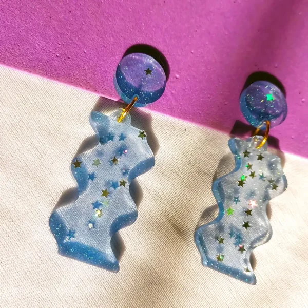 Resin Water Blue Starry Earrings | Handmade | Trending with Gen Z