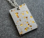 Handmade Concrete Rectangle Pendant Gold Foil Accents copy • Bling On-