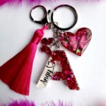 resin Alphabet Keychain Bling on