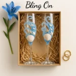 Bling On Handmade Wedding Champagne Flute Set Luxury Beach Vows in a Glass 1 • Bling On- Bling-On-Handmade-Wedding-Champagne-Flute-Set--Luxury-Beach-Vows-in-a-Glass-2