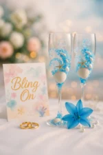 Bling On Handmade Wedding Champagne Flute Set Luxury Beach Vows in a Glass 2 • Bling On- Bling-On-Handmade-Wedding-Champagne-Flute-Set--Luxury-Beach-Vows-in-a-Glass-2