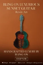 Bling On Luxurious Sunset Guitar Resin Art Modern Music Wall Décor for Home and Living Spaces 6 • Bling On- Bling On Luxurious Sunset Guitar Resin Art – Modern Music Wall Décor for Home and Living Spaces (5)