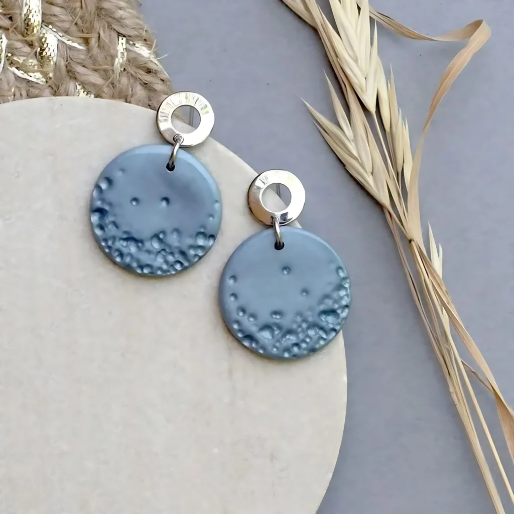 Concrete Blue Circle Earrings Minimalistic Jewelry Handmade Jewelry Wedding Collections 🌍✨ women working in office