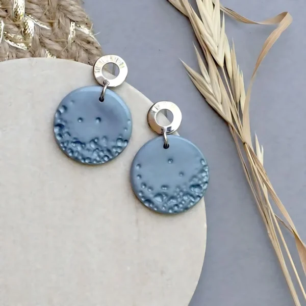 Concrete Blue Circle Earrings Minimalistic Jewelry Handmade Jewelry Wedding Collections 🌍✨ women working in office