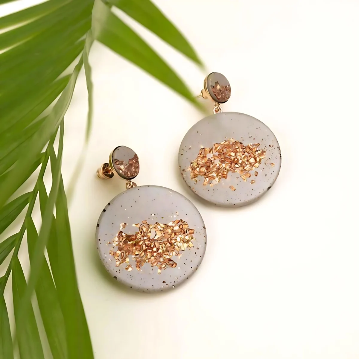 Jesmonite Handmade Pendant & Rose Gold Earring Set Valentine Gift Luxury Jewelry from India (1)