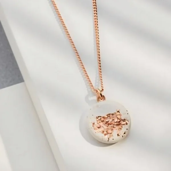 Jesmonite Handmade Pendant & Rose Gold Earring Set Valentine Gift Luxury Jewelry from India (1)