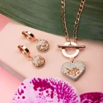 Jesmonite Heart-Shaped Handmade Pendant Rose Gold Earrings Set Valentine Love Gift Trending i โข Bling On- Jesmonite Heart-Shaped Handmade Pendant & Rose Gold Earrings Set Valentine Love Gift Trending
