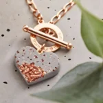 Jesmonite Heart-Shaped Handmade Pendant Rose Gold Earrings Set Valentine Love Gift Trending i 1 โข Bling On- Jesmonite Heart-Shaped Handmade Pendant & Rose Gold Earrings Set Valentine Love Gift Trending