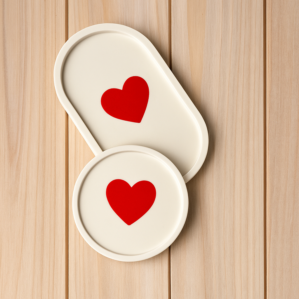 Photo inspiration: Handmade Minimal Decor Reference: Jesmonite Love Heart Tray Set Handmade Minimalist Decor