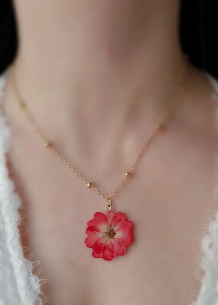 Real-Red-Rose-Pendant-in-Resin jewellery -- india no 1 resin polymer clay jewelry Handmade-by-Bling-On