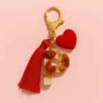 _Resin Handmade Personalised Rose Floral Alphabet Keychain Luxury Gift Item for Bags Phones Hearts 2 • Bling On-