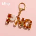 _Resin Handmade Personalised Rose Floral Alphabet Keychain Luxury Gift Item for Bags Phones Hearts 6 1 • Bling On-