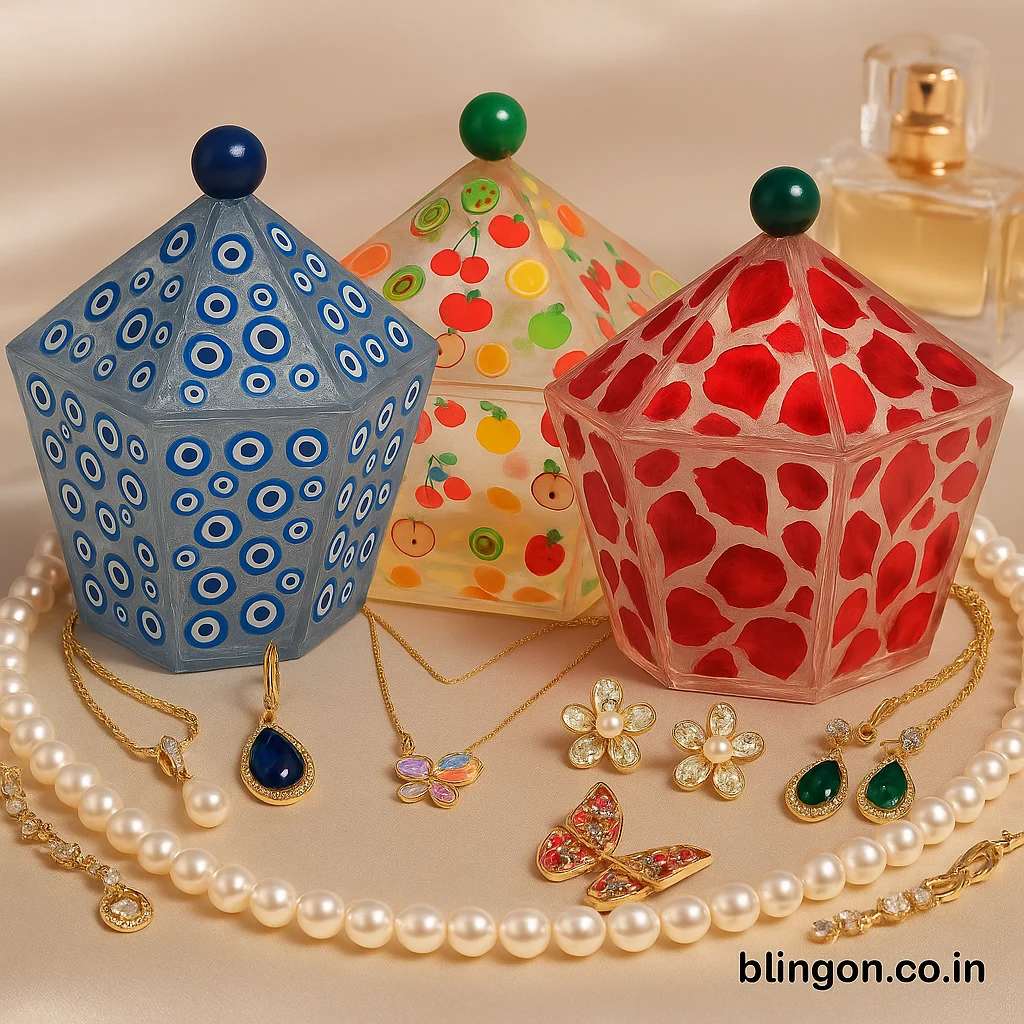 Bling On Luxury Resin Box Collection - Fruit, Rose & Evil Eye Designs India No.1 Handmade Jewellery & Decor786