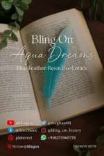 Bling On® Aqua Dreams – Blue Feather Resin Bookmark 襁 (3)