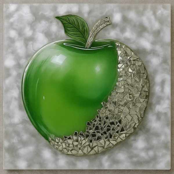 Bling On® Green Apple Resin Wall Art – Luxurious Pop Art for Bold Spaces!