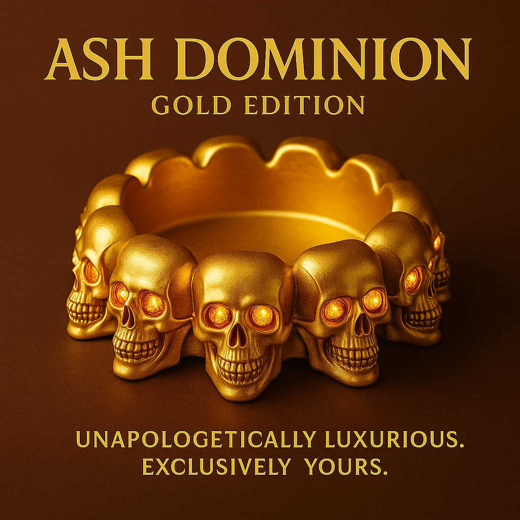 Handmade Skull Decor Ashtray – ASH DOMINION™ – Gold Edition 🟡