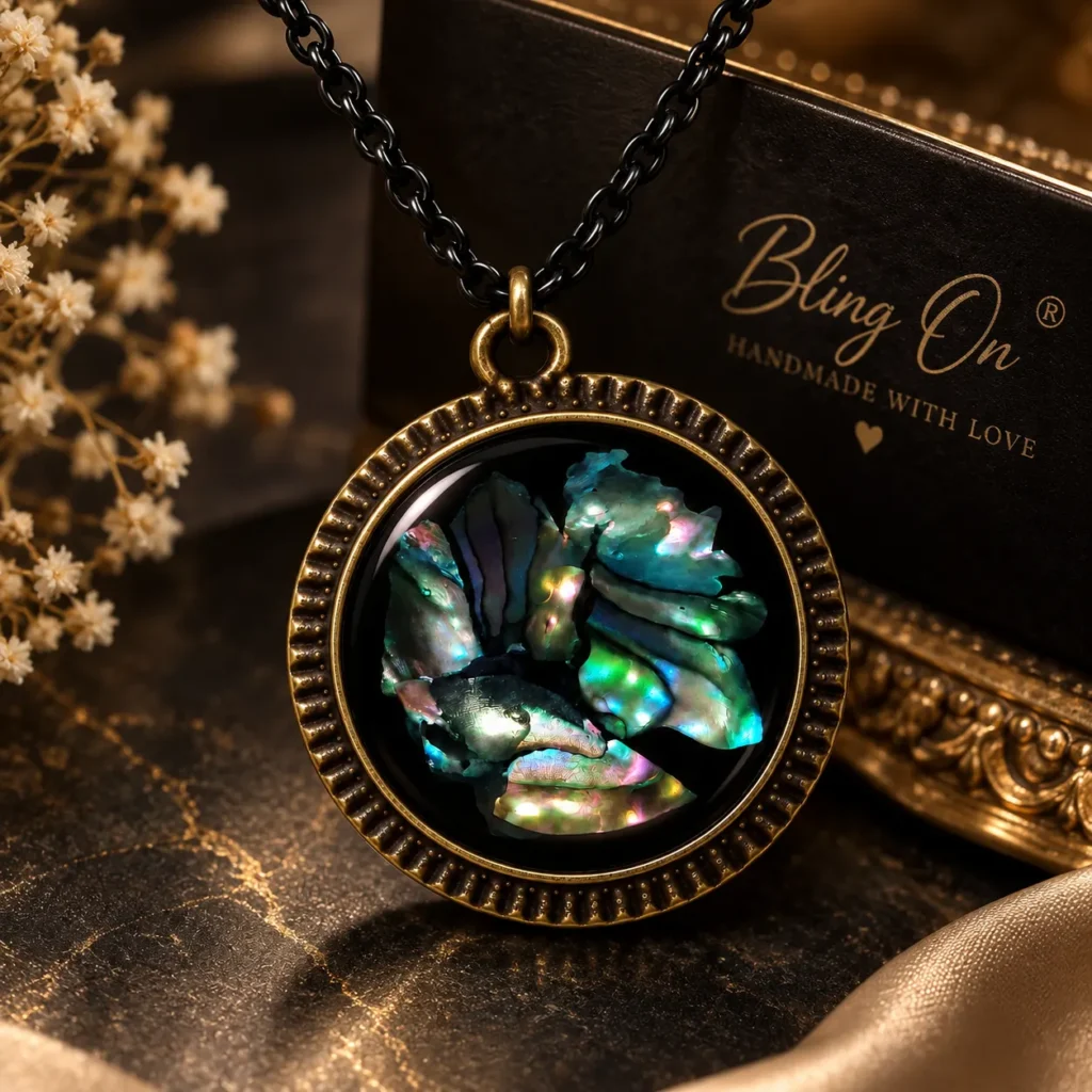Mother of Pearl Resin Pendant Handmade Shell Jewellery Bling On® 2  Bling On