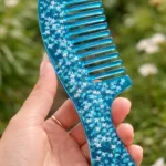 Starry Sky Blue Glitter Resin Hair Comb with Handle  Handmade Luxury Gift for Women 💙✨  Bling On