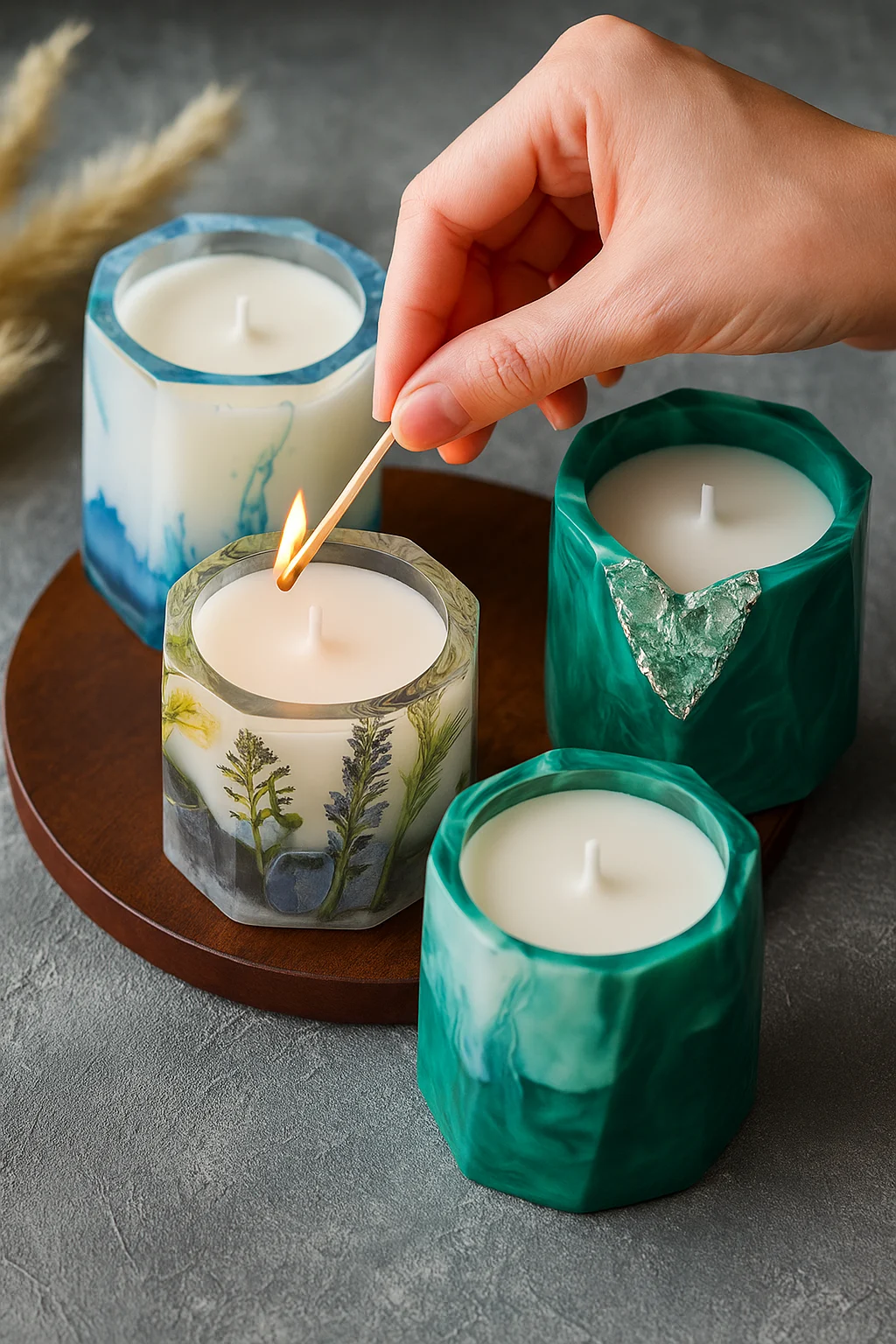 Bling On® Resin Candle Set of 3 – Floral, Ocean & Green Forest Editions ...