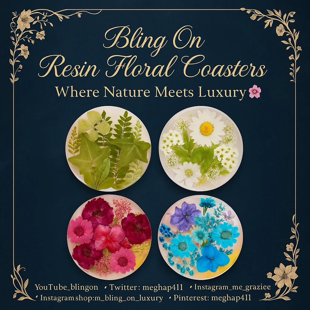 Bling On- Bling On® Resin Floral Coaster – Real Flowers Elegance in ...