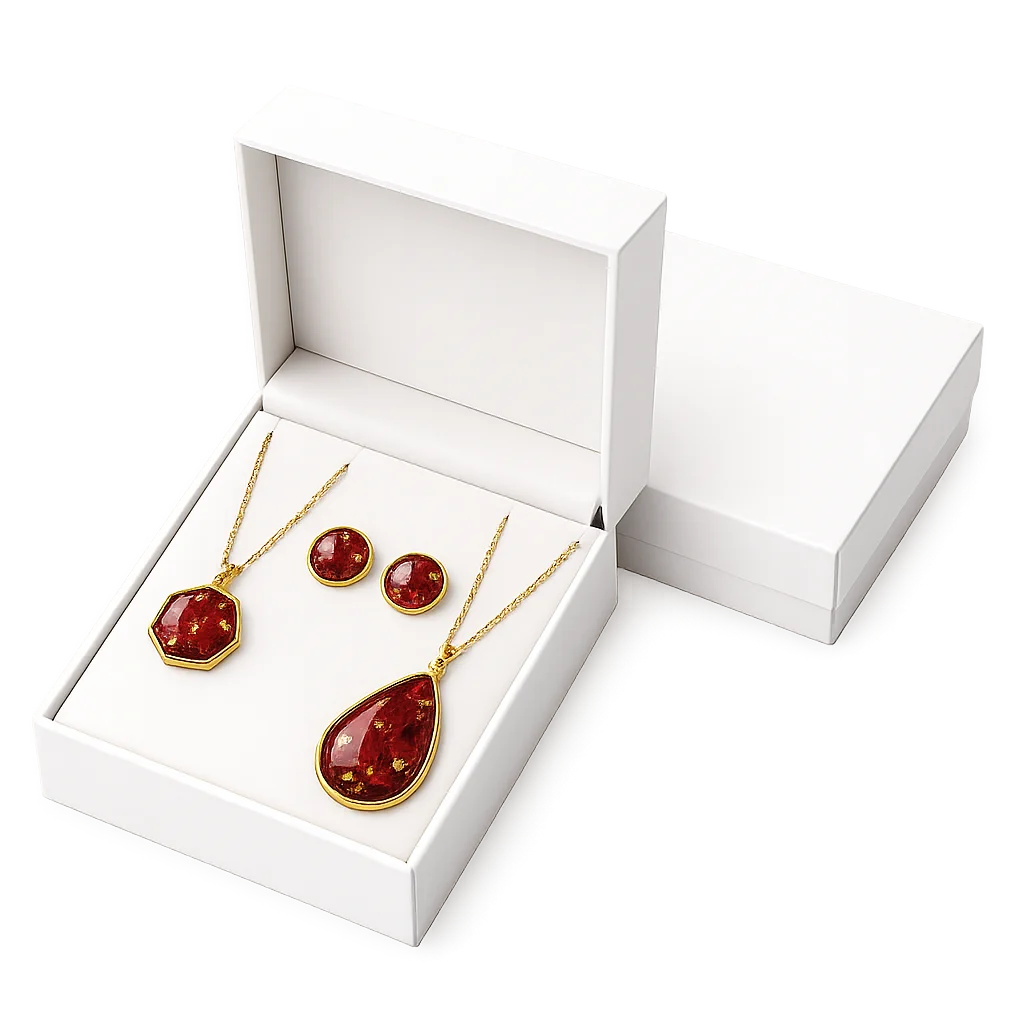 Bling On® Resin Necklace Set – Real Rose & Gold Foil Elegance set of 03 ...