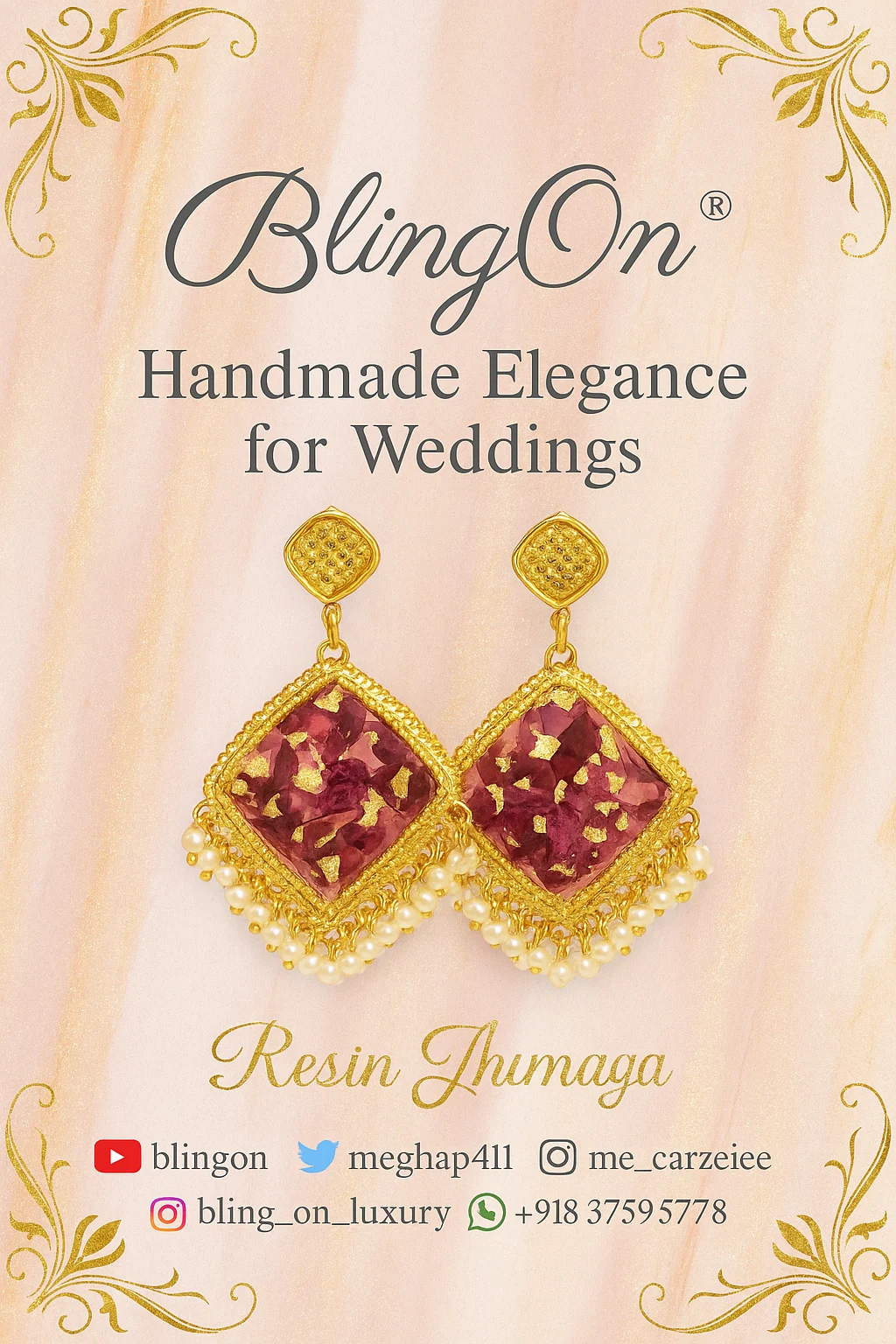 Bling On® Resin Real Roses Jhumka Earrings – Handmade Elegance for ...