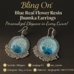 Bling On® Blue Real Flower Resin Jhumka Earrings – Personalized Elegance in Every Curve! 💙 (1)