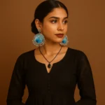 Bling On® Blue Real Flower Resin Jhumka Earrings – Personalized Elegance in Every Curve! 💙 (1)