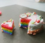 Bling On® Mini Rainbow Cake Polymer Clay miniature – Cute Desk Luxury for Gen Z & Craft Lovers