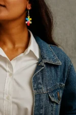 Bling On® Rainbow Puzzle Resin Earrings – India No.1 Handmade Jewellery for Gen Z (1)