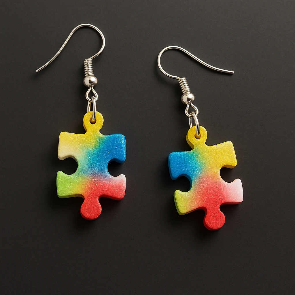 Bling On® Rainbow Puzzle Resin Earrings – India No.1 Handmade Jewellery for Gen Z (1)