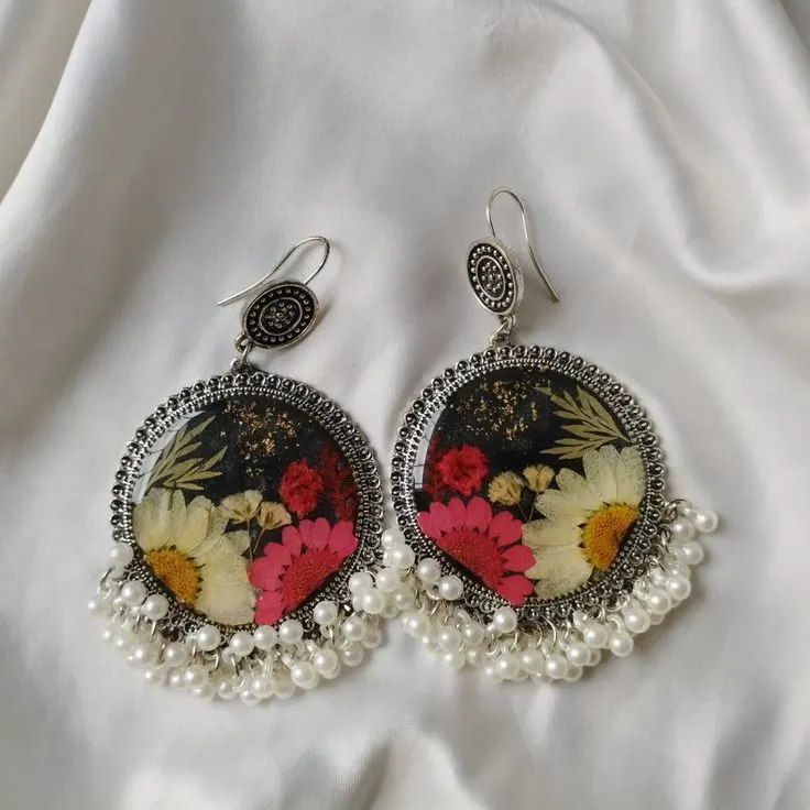 Bling On® Real Flower Pearl Resin Jhumka – India No.1 Handmade Jewellery ✨ (2)
